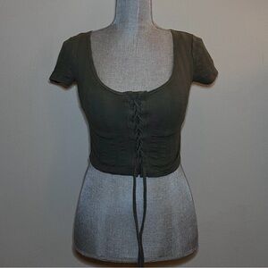 Sonoma Drawstring Crop Top Green